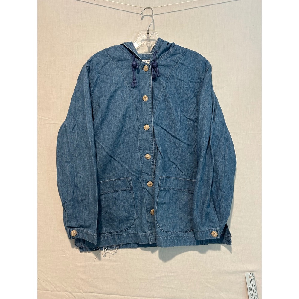 Gotcha Covered Vintage Denim Hooded Chore Jacket Womens Small Cotton Chambray